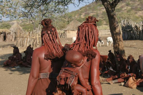 Himba women show beautiful hairstyle