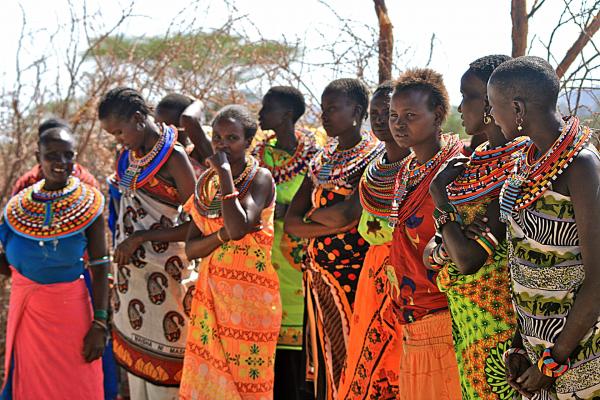 samburu women with wonderful coloured clothing