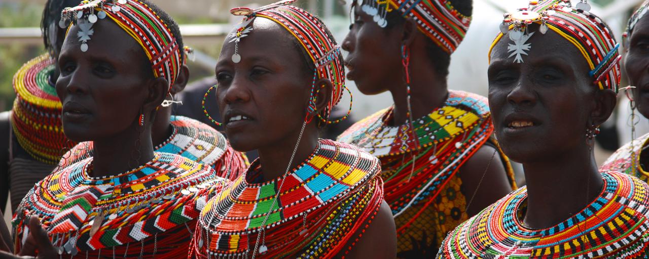 turkana women with wonderful colored necklaces kenya