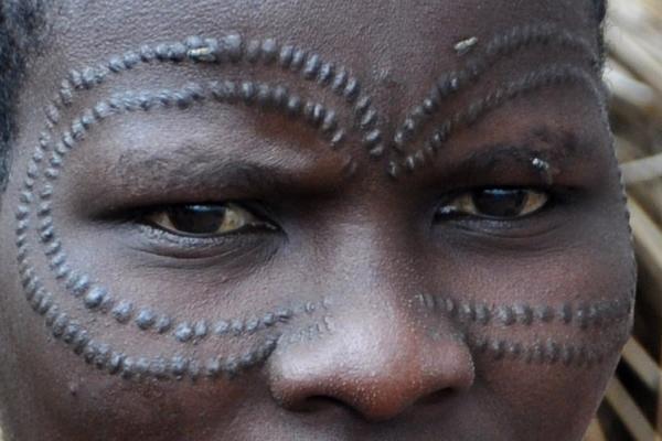 datoga woman with traditional scarification in tanzania