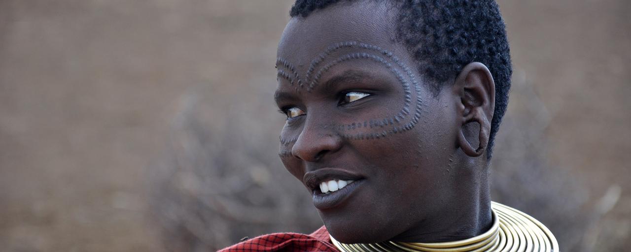 Datoga woman with traditional tattoo in tanzania