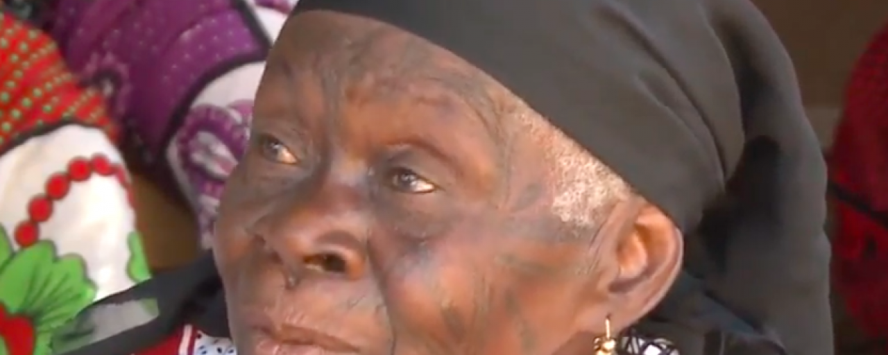 Makonde woman with traditional tattoo in tanzania