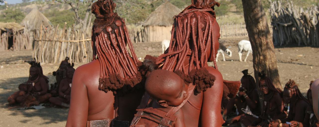 Himba women show beautiful hairstyle