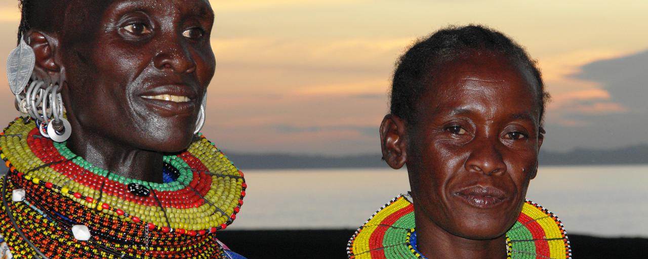 turkana people at the sunset