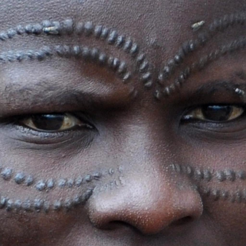 datoga woman with traditional scarification in tanzania