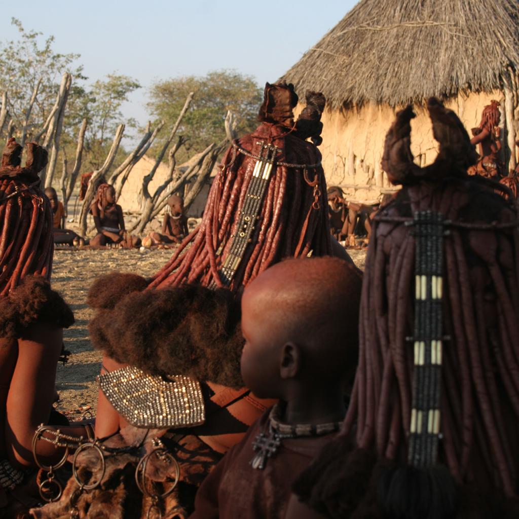 Himba women show beautiful hairstyle