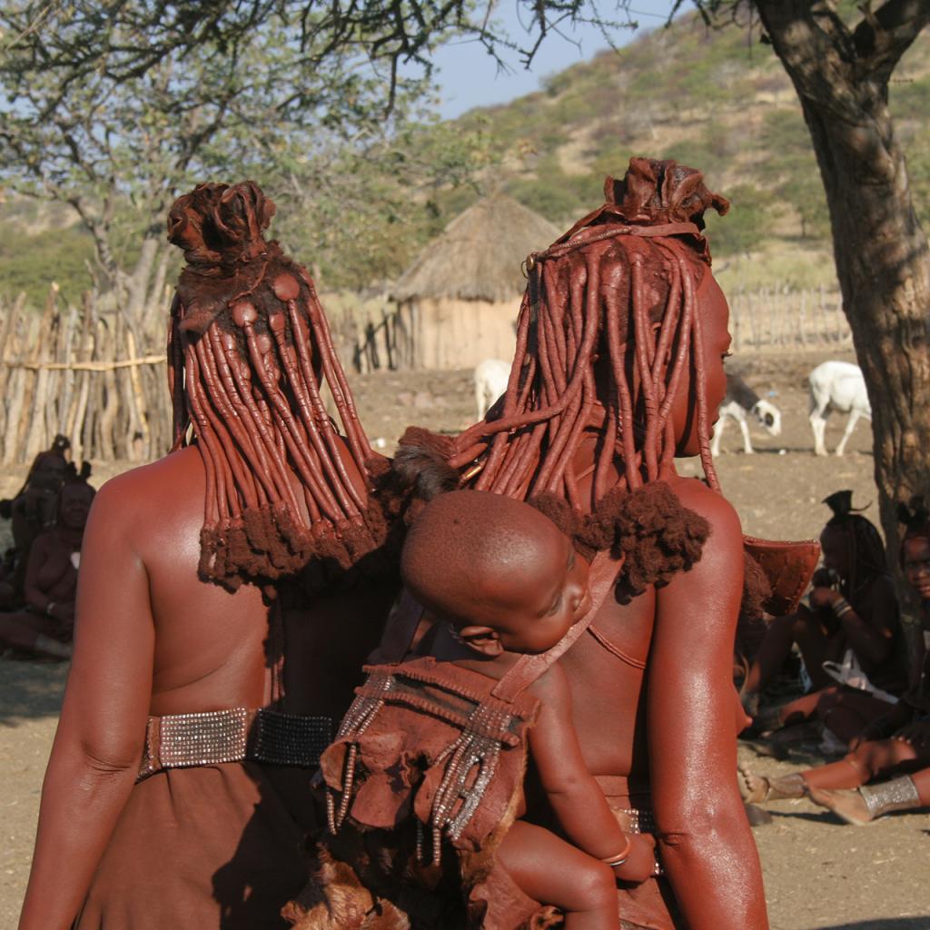 Himba women show beautiful hairstyle