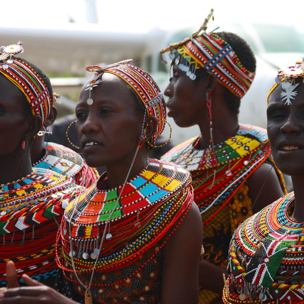 turkana women with wonderful colored necklaces kenya